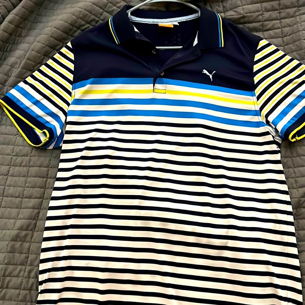 Puma blue with strips polo , size XXL